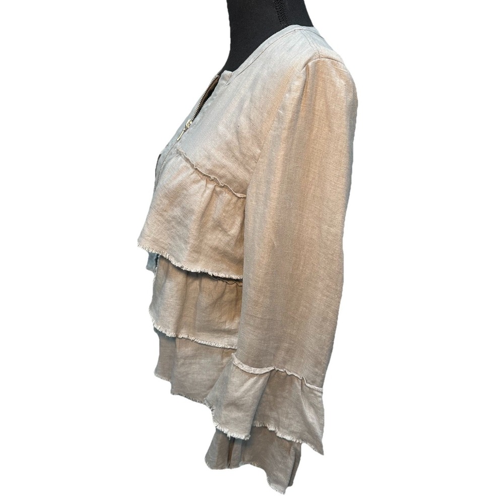 INC International Concepts Linen Blazer Women's Size Small Ruffles 90's Zip Up - Picture 8 of 10